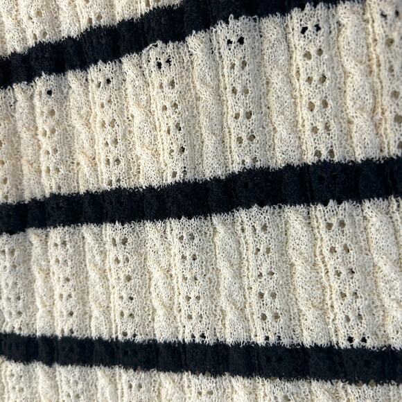 Bohme NWOT $48 Meggie Striped Crochet Sweater XS Preppy Cottage Fisherman - Picture 4 of 6